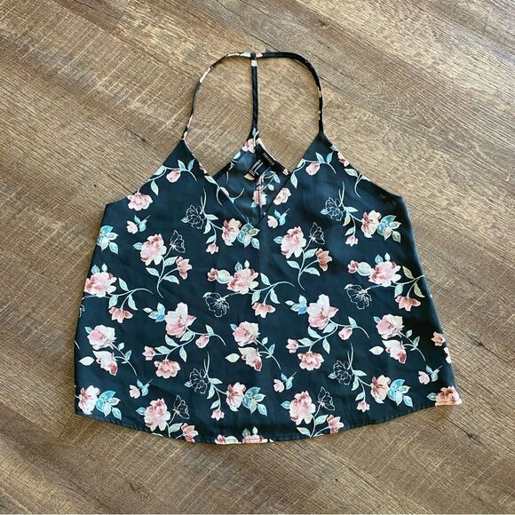 Forever 21 T Back Tank Top Floral Racerback Medium Flowy - Picture 4 of 10